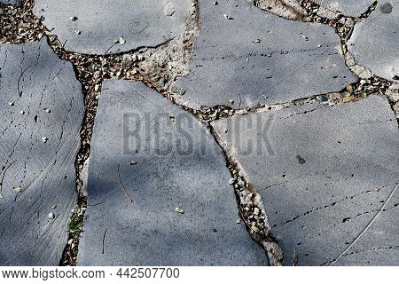 Background, Texture Of Stone. Droga Made Of Large Flat Stones. Large Flat Stones.
