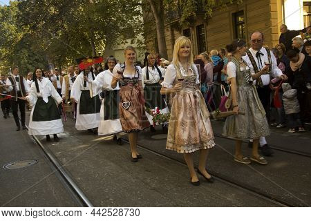 Stuttgart, Germany, 30 September 2018. Volksfest In Stuttgart. The March Through The City Center.