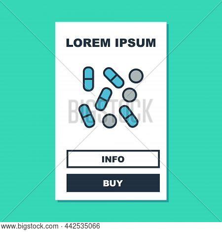 Filled Outline Medical Pill Bottle Biohacking Icon Isolated On Turquoise Background. Pharmacy Biohac