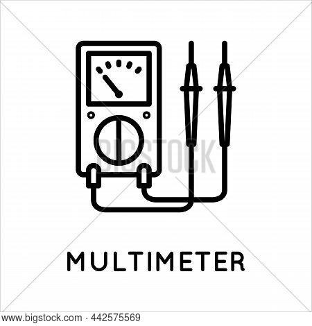 Analog Multimeter Line Icon, Tester, Measuring Instrument In Simple Style Isolated On White Backgrou