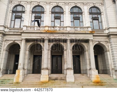 Sarajevo, Bosnia And Herzegovina - December 16, 2020: National Theater Building In Sarajevo, Bosnia 