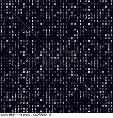 Digital Cover. White Filled Binary Background. Medium Sized Seamless Pattern. Neat Vector Illustrati