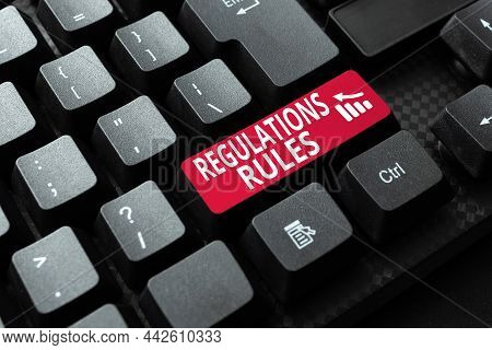 Text Caption Presenting Regulations Rules. Business Idea Standard Statement Procedure Govern To Cont