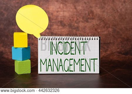 Text Caption Presenting Incident Management. Word For Process To Return Service To Normal Correct Ha