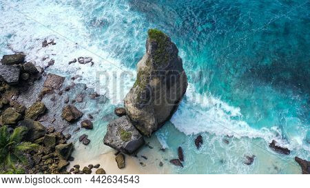 Top Down Drone Shot Of Nusa Batumategan Thousand Islands At Nusa Penida, Bali - Indonesia