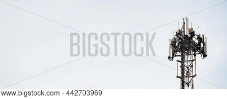 Communication Tower On The Blue Sky, Panorama