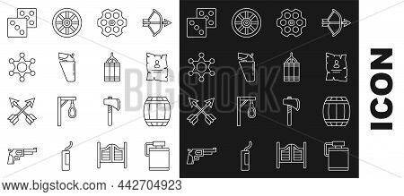 Set Line Canteen Water Bottle, Gun Powder Barrel, Wanted Western Poster, Revolver Cylinder, Gun Hols