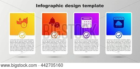 Set Stocks Market Growth Graphs, Alarm Clock, Calendar And Autumn. Business Infographic Template. Ve