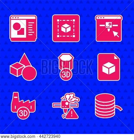 Set 3d Printer, Warning, Filament For, Isometric Cube File, Printing House Industry, Basic Geometric