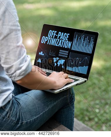 Sign Displaying Off Page Optimization. Business Idea Website External Process Promotional Method Ran