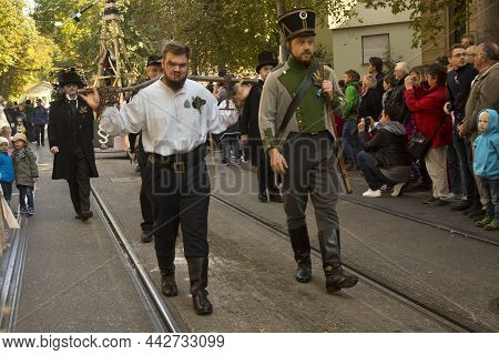 Stuttgart, Germany, 30 September 2018. Volksfest In Stuttgart. The March Through The City Center.