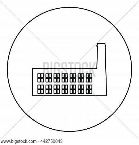 Factory Industry Silhouette Plant With Pipe Icon In Circle Round Black Color Vector Illustration Ima