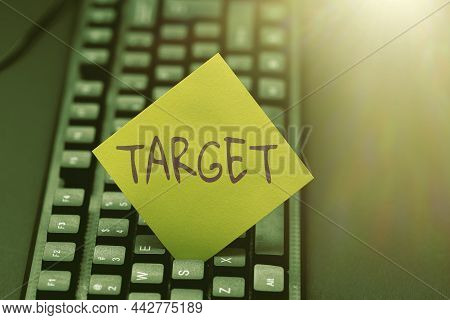 Writing Displaying Text Target. Conceptual Photo Person Object Or Place Selected As The Aim Of Attac