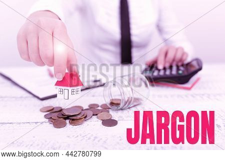 Conceptual Caption Jargon. Internet Concept Special Words Or Expressions That Are Used By A Particul