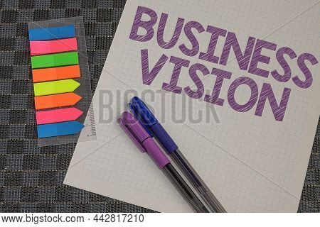 Writing Displaying Text Business Vision. Business Idea Grow Your Business In The Future Based On You