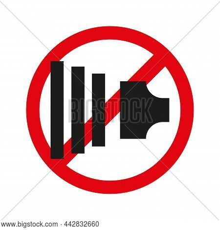 No Sound Icon. No Speak Sign. Red Circle. App Button. Music Concept. Simple Flat Design. Vector Illu