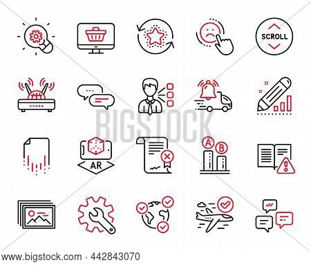 Vector Set Of Technology Icons Related To Chat Messages, Instruction Manual And Delivery Notificatio