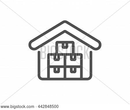 Wholesale Goods Line Icon. Warehouse Boxes Sign. Logistic Inventory Storage Symbol. Quality Design E