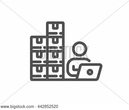 Inventory Line Icon. Warehouse Manager Sign. Wholesale Operator Symbol. Quality Design Element. Line
