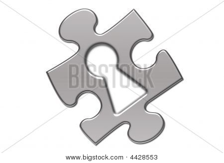 Puzzle aislado con el ojo de la cerradura