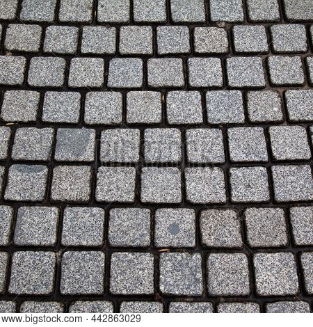 Grey Granite Square Paving Stone, Tiled Granite Stone. Seamless, Tile Stone