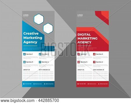 Creative Agency Roll Up Banner Design Template. Modern Business Poster Leaflet Design. Cover, Roll U
