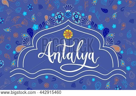 Antalya Flat Illustration. Antalya Line Drawing. Modern Style Antalya City Illustration. Hand Sketch