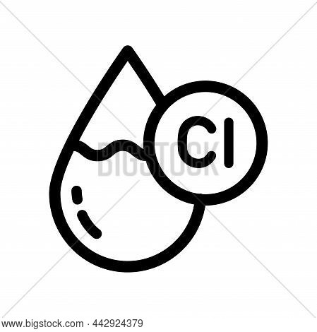 Drop Water Containing Chlorine Line Icon. Simple Outline Style. Chloride, Antiseptic, Liquid, Purifi