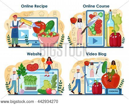 Fresh Salad In A Bowl Online Service Or Platform Set. Peopple Cooking