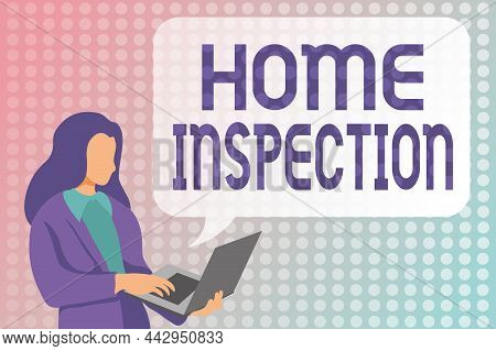 Text Caption Presenting Home Inspection. Business Overview Examination Of The Condition Of A Home Re