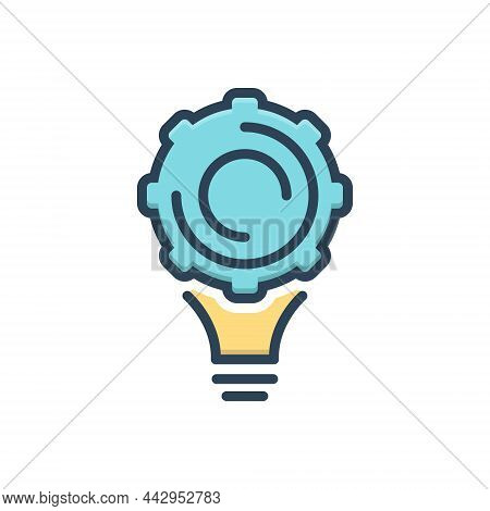 Color Illustration Icon For Implement Appliance Utensil Contraption Solution Cogwheel Idea Conceptua