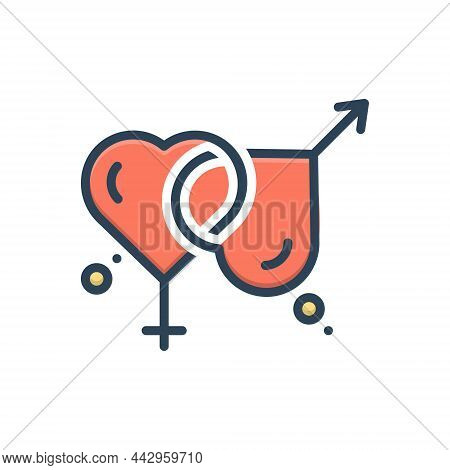 Color Illustration Icon For Married Marital Gender Relationship Sexual Wed Get-married Marry Pair-of