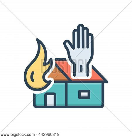 Color Illustration Icon For Help Assist Fire Save Redound Patronize Relieve Aid Succour Help-out