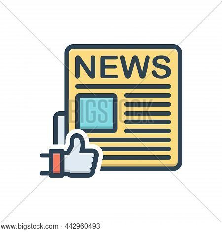 Color Illustration Icon For Definitely Certainly Surely Positively Newspaper Headline Title Heading 