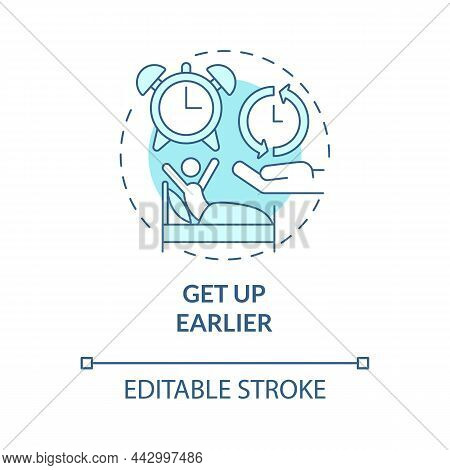 Get Up Earlier Turquoise Concept Icon. Sleep Pattern And Healthy Lifestyle Abstract Idea Thin Line I