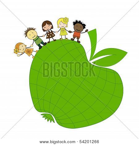 Chldren Around Of Globe
