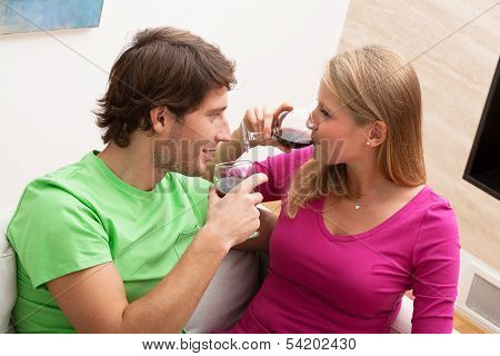 Man With Woman Drinking Wine