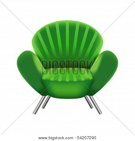 green armchair on white background