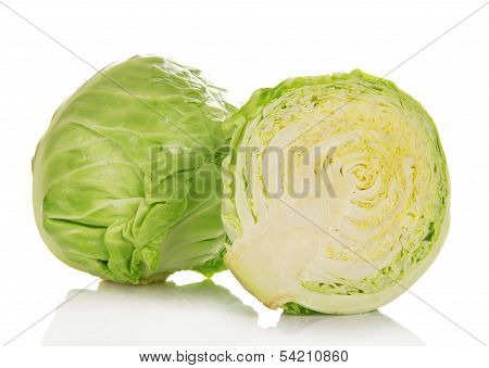 Whole and half of cabbage