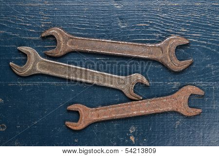 old rusty screw keys