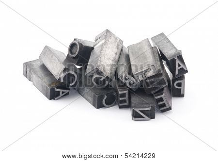 Metal letterpress printing blocks with clipping path