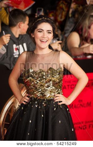 LOS ANGELES, CA - NOVEMBER 18: Actress Isabelle Fuhrman arrives at the premiere of The Hunger Games: Catching Fire at the Nokia Theater in Los Angeles, CA on November 18, 2013