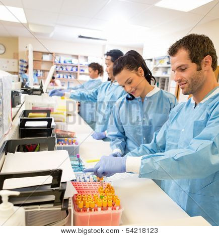 Hospital lab preparing samples for referral