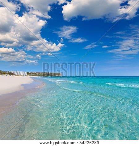 Alaior Cala Son Bou in Menorca turquoise beach at Balearic islands