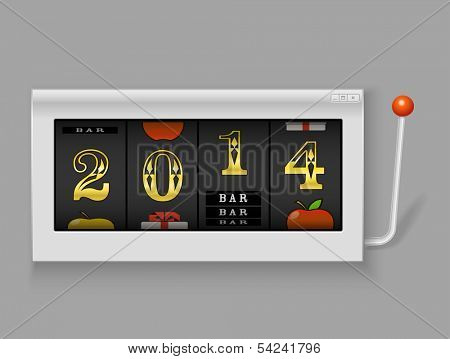 Happy New Year. Slot ma?hine with 2014 digits