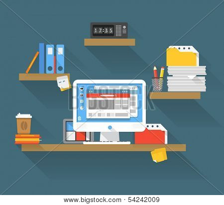Working place of an office manager 
