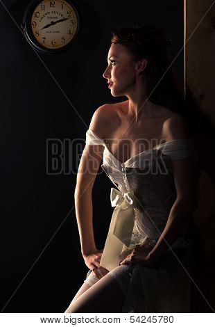 Beautiful Blonde Haired Woman In Bridal Dress