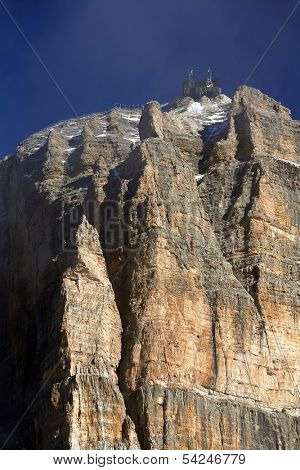 Winter alpine landscape in  the Dolomites, Sella Group, Italy, Europe