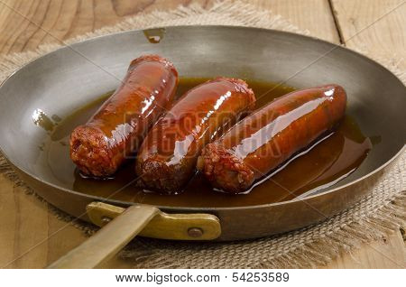 Grilled Hungarian Kolbasz In A Pan