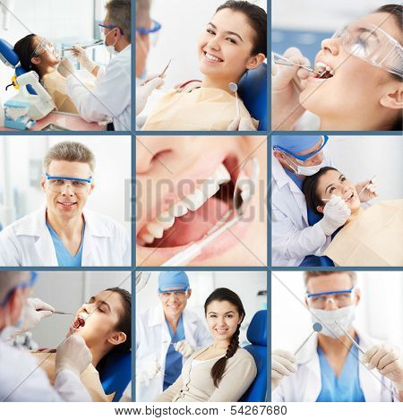 Collage of young girl at the dentistÃ?ÃÂ¢??s
